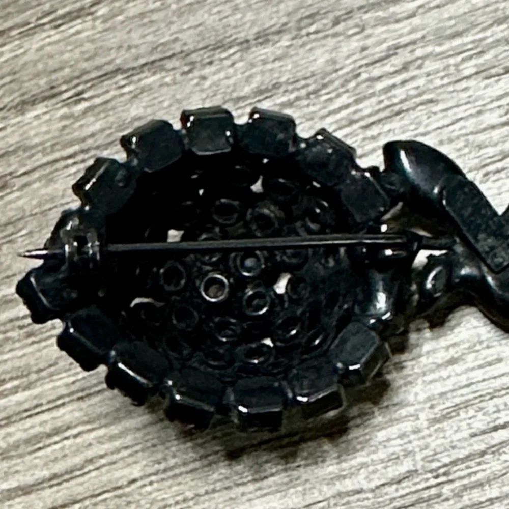 Vintage Joseph‎ Warner Rhinestone Berry Brooch Dark Red Strawberry Japanned Pin